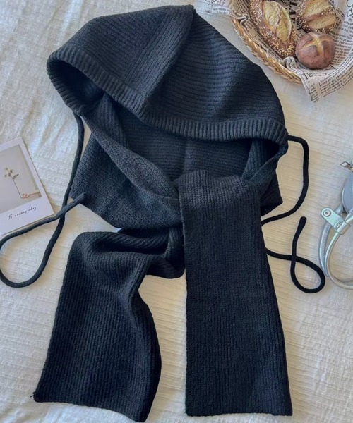 ADDITION STORE(アディションストア)の「【5色展開】\頭まですっぽり/フード型 ニットマフラー / asfm(マフラー・レディース・オフホワイト/グレー/ブルー/ブラック/レッド・FREE)」の22枚目の写真