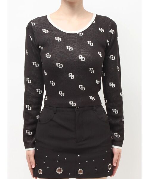 GYDA（ジェイダ）の「GG patternタイトニットトップス（ニット/セーター・レディース・オフホワイト/ブラック・FREE）」の12枚目の写真