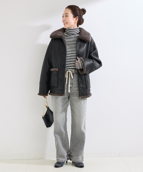 S/Mサイズ展開》リバーシブルムートンライクコート2（ムートンコート