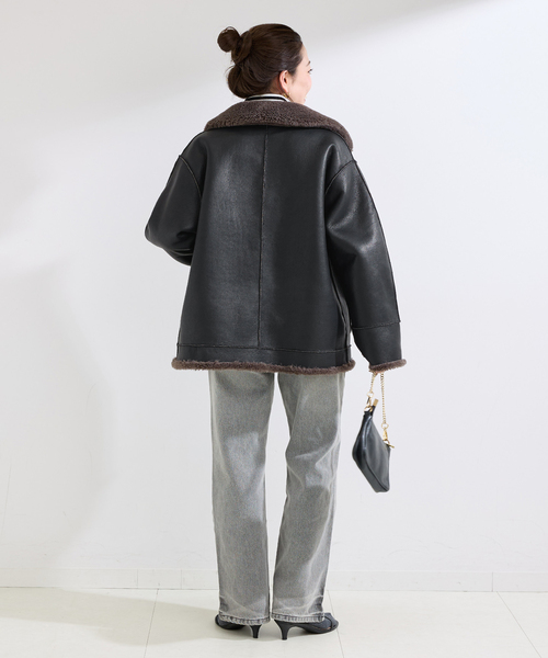 S/Mサイズ展開》リバーシブルムートンライクコート2（ムートンコート