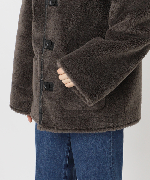 B.C STOCK（ベーセーストック）の「《S/Mサイズ展開》リバーシブルムートンライクコート2（ムートンコート・レディース・ブラック/ブラウン・SMALL/MEDIUM）」の10枚目の写真