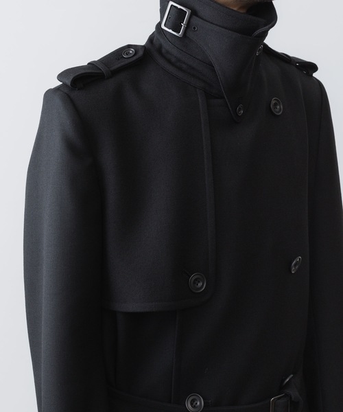 ato(アトウ)の「NEW WOOL TRENCH COAT(トレンチコート・メンズ・ブラック/ライトブラウン・44/48/46)」の9枚目の写真