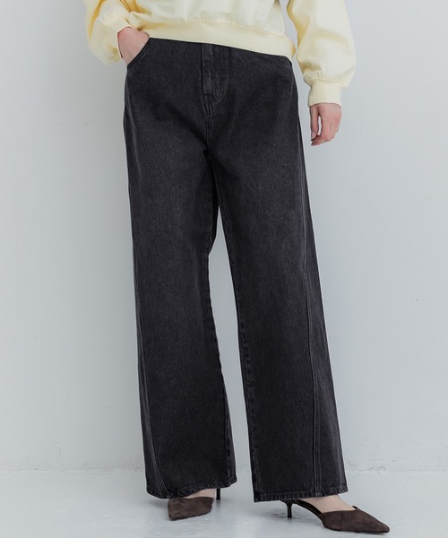 coca(coca)(コカ)の「ツイストシームデニムパンツ(デニムパンツ・レディース・ブラック/ブルー・L/M/S)」の1枚目の写真
