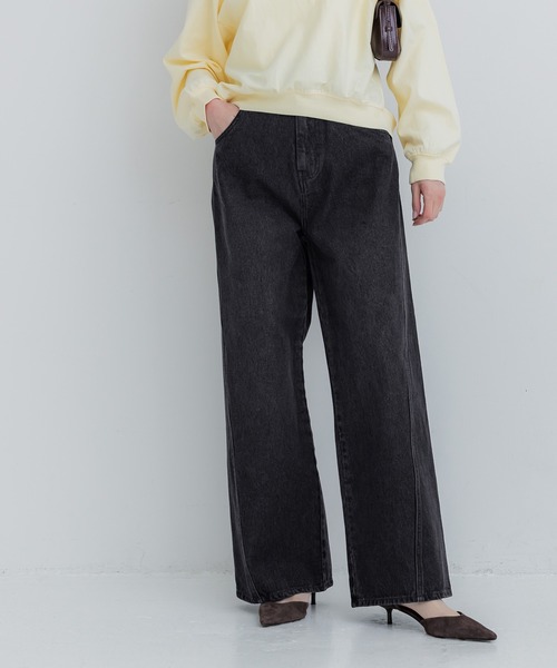 coca(coca)(コカ)の「ツイストシームデニムパンツ(デニムパンツ・レディース・ブラック/ブルー・L/M/S)」の8枚目の写真