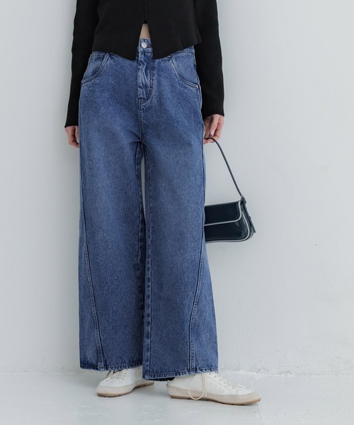 coca(coca)(コカ)の「ツイストシームデニムパンツ(デニムパンツ・レディース・ブラック/ブルー・L/M/S)」の14枚目の写真