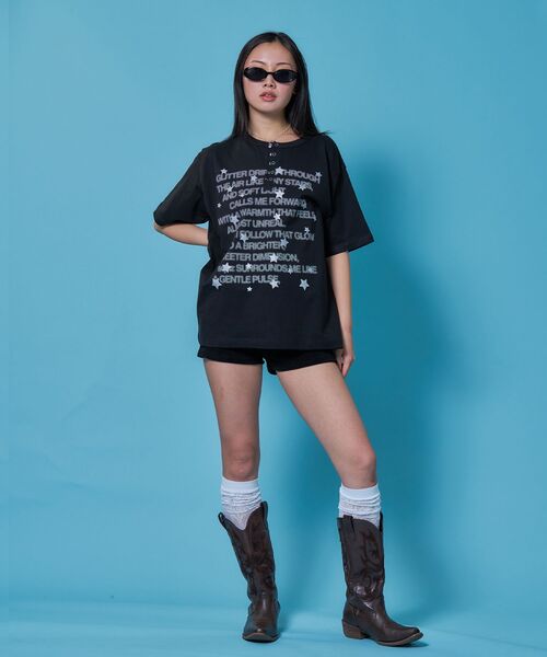 SEQUENZ(シークエンズ)の「※WEB限定 / シルバープリント / ぼかしプリントヘンリーネックT / sqnz silver star henley tee(Tシャツ/カットソー・レディース・ダークネイビー/ホワイト/ブルーグレー/ブラック・LARGE/MEDIUM/SMALL)」の8枚目の写真