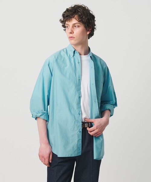 UNITED ARROWS(ユナイテッドアローズ)の「ヨネザワ シルクポプリン ボタンダウン シャツ「 SLOW & 」(シャツ/ブラウス・メンズ・ダークブラウン/ライトブルー・XL/L/M/S)」の2枚目の写真