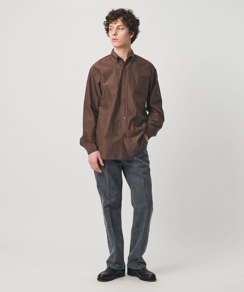 UNITED ARROWS(ユナイテッドアローズ)の「ヨネザワ シルクポプリン ボタンダウン シャツ「 SLOW & 」(シャツ/ブラウス・メンズ・ダークブラウン/ライトブルー・XL/L/M/S)」の4枚目の写真
