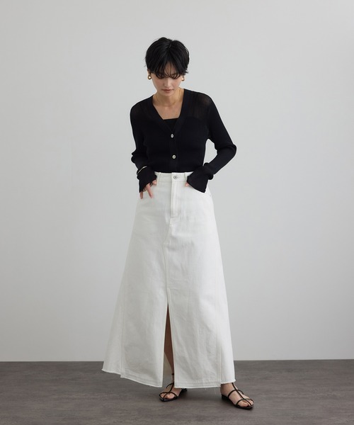 SALON adam et rope'（サロン アダム エ ロペ）の「【WEB限定】リメイクライクデニムスカート（デニムスカート・レディース・サックスブルー/オフホワイト・S/M）」の3枚目の写真