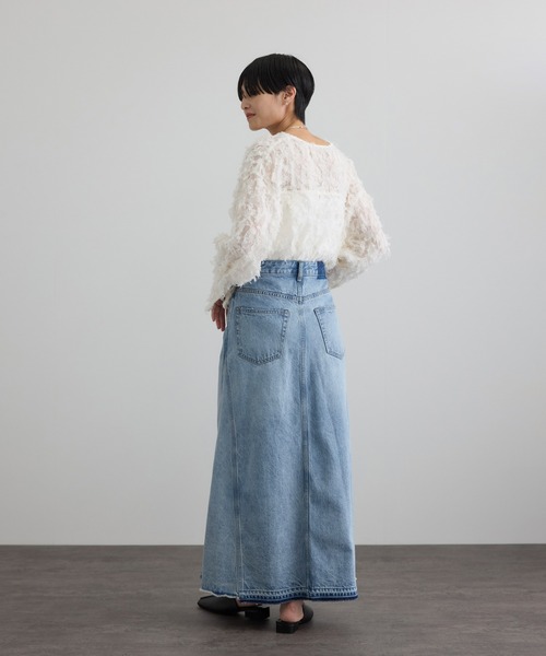 SALON adam et rope'（サロン アダム エ ロペ）の「【WEB限定】リメイクライクデニムスカート（デニムスカート・レディース・サックスブルー/オフホワイト・S/M）」の5枚目の写真