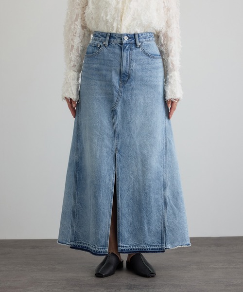 SALON adam et rope'（サロン アダム エ ロペ）の「【WEB限定】リメイクライクデニムスカート（デニムスカート・レディース・サックスブルー/オフホワイト・S/M）」の7枚目の写真