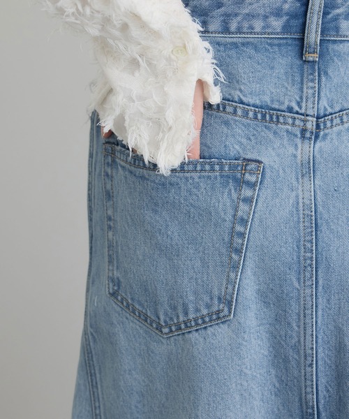 SALON adam et rope'（サロン アダム エ ロペ）の「【WEB限定】リメイクライクデニムスカート（デニムスカート・レディース・サックスブルー/オフホワイト・S/M）」の13枚目の写真