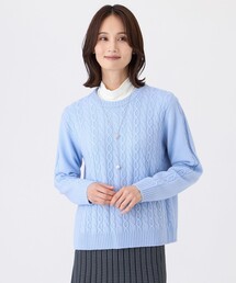 【ウォッシャブル】ケーブルニットプルオーバー