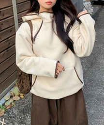 Aelina（エリナ）の「フード付き配色フリーススウェット（パーカー）」