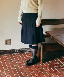 CONICHIWA BONJOUR（コンニチハボンジュール）の「ウールサイドプリーツスカート（ネイビーチェック）（スカート）」