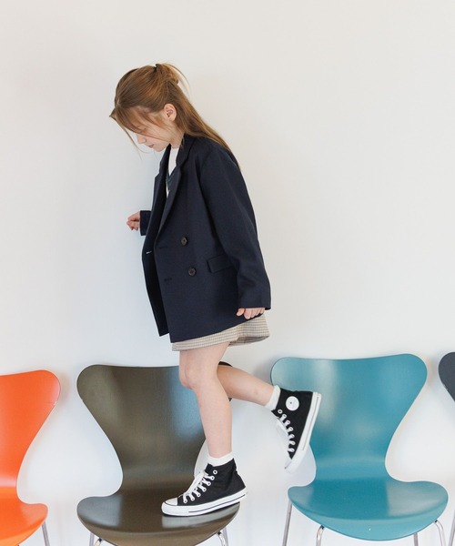 GLOBAL WORK(グローバルワーク)の「イージーケアダブルジャケット/629827(テーラードジャケット・キッズ・ブラウン/ネイビー・130cm/140cm/150cm/160cm)」の12枚目の写真