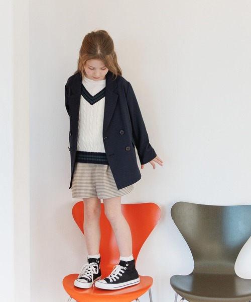 GLOBAL WORK(グローバルワーク)の「イージーケアダブルジャケット/629827(テーラードジャケット・キッズ・ブラウン/ネイビー・130cm/140cm/150cm/160cm)」の14枚目の写真