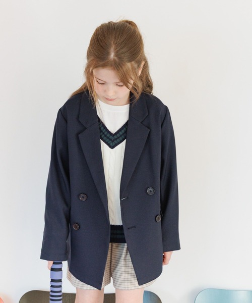 GLOBAL WORK(グローバルワーク)の「イージーケアダブルジャケット/629827(テーラードジャケット・キッズ・ブラウン/ネイビー・130cm/140cm/150cm/160cm)」の18枚目の写真