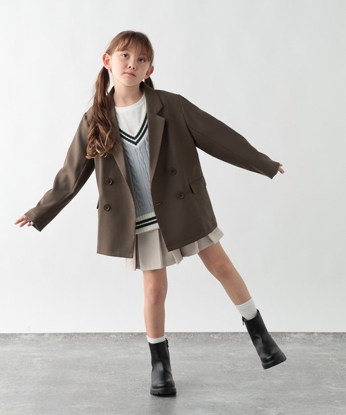GLOBAL WORK(グローバルワーク)の「イージーケアダブルジャケット/629827(テーラードジャケット・キッズ・ブラウン/ネイビー・130cm/140cm/150cm/160cm)」の22枚目の写真
