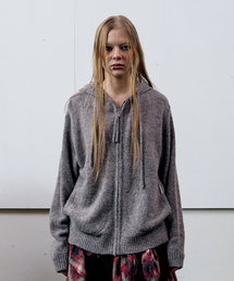 ROUND POCKET KNIT ZIP-UP GREY