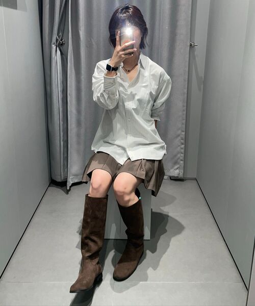 MUSINSA STANDARD WOMAN（ムシンサスタンダードウーマン）の「ウィメンズマルチストライプオーバーサイズオックスフォードシャツ[ライトベージュ]（シャツ/ブラウス・レディース・その他・SMALL/MEDIUM/LARGE/X-SMALL）」の4枚目の写真