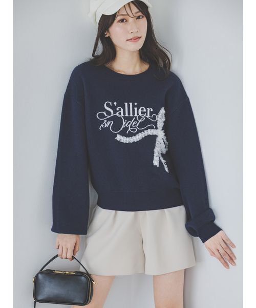 SNIDEL(スナイデル)の「リボンモチーフジャガードニットプルオーバー(ニット/セーター・レディース・レッド/グレー/ネイビー・F)」の1枚目の写真