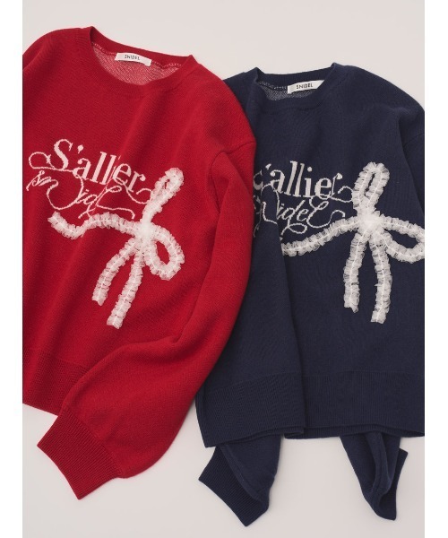 SNIDEL(スナイデル)の「リボンモチーフジャガードニットプルオーバー(ニット/セーター・レディース・レッド/グレー/ネイビー・F)」の6枚目の写真