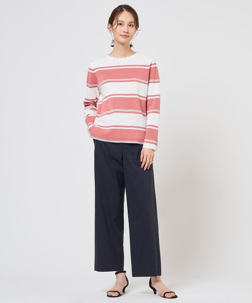 J.PRESS(ジェイプレス)の「Cotton Acetate ブロッキング ボーダー ニット(ニット/セーター・レディース・スカイブルー系1/ベージュ系1/ピンク系1・MEDIUM/LARGE)」の10枚目の写真