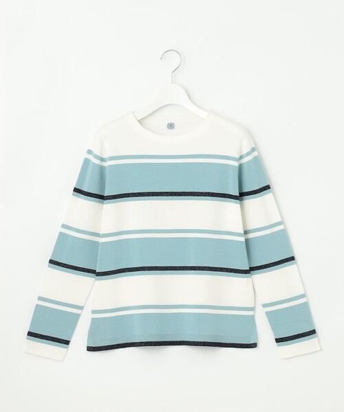 J.PRESS(ジェイプレス)の「Cotton Acetate ブロッキング ボーダー ニット(ニット/セーター・レディース・スカイブルー系1/ベージュ系1/ピンク系1・MEDIUM/LARGE)」の16枚目の写真