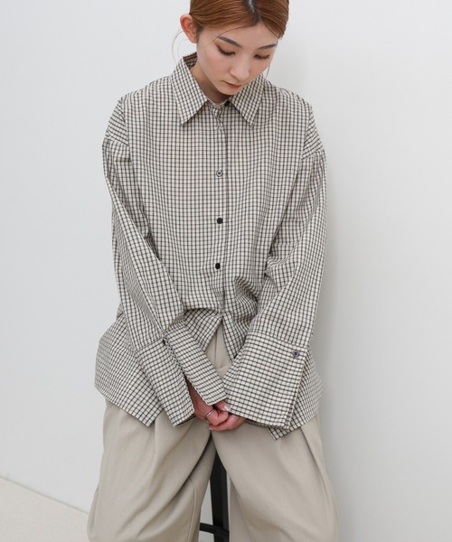 select MOCA（セレクトモカ）の「ビックカフスグラフチェックシャツ（シャツ/ブラウス・レディース・ブラック/アイボリー・FREE）」の6枚目の写真