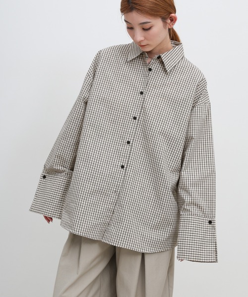 select MOCA（セレクトモカ）の「ビックカフスグラフチェックシャツ（シャツ/ブラウス・レディース・ブラック/アイボリー・FREE）」の5枚目の写真