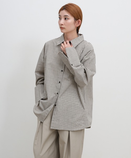 select MOCA（セレクトモカ）の「ビックカフスグラフチェックシャツ（シャツ/ブラウス・レディース・ブラック/アイボリー・FREE）」の8枚目の写真