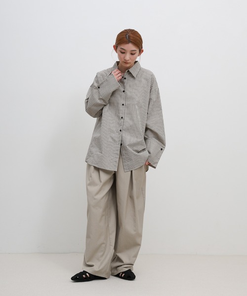 select MOCA（セレクトモカ）の「ビックカフスグラフチェックシャツ（シャツ/ブラウス・レディース・ブラック/アイボリー・FREE）」の3枚目の写真