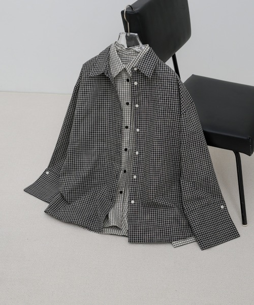 select MOCA（セレクトモカ）の「ビックカフスグラフチェックシャツ（シャツ/ブラウス・レディース・ブラック/アイボリー・FREE）」の22枚目の写真