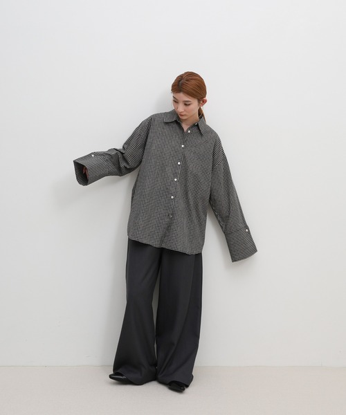 select MOCA（セレクトモカ）の「ビックカフスグラフチェックシャツ（シャツ/ブラウス・レディース・ブラック/アイボリー・FREE）」の16枚目の写真