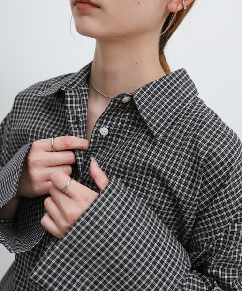 select MOCA（セレクトモカ）の「ビックカフスグラフチェックシャツ（シャツ/ブラウス・レディース・ブラック/アイボリー・FREE）」の18枚目の写真