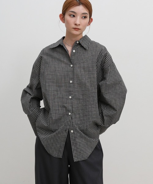 select MOCA（セレクトモカ）の「ビックカフスグラフチェックシャツ（シャツ/ブラウス・レディース・ブラック/アイボリー・FREE）」の14枚目の写真
