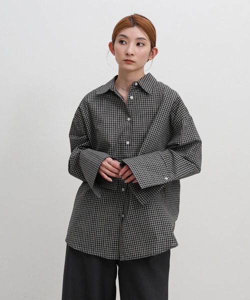 select MOCA（セレクトモカ）の「ビックカフスグラフチェックシャツ（シャツ/ブラウス・レディース・ブラック/アイボリー・FREE）」の17枚目の写真