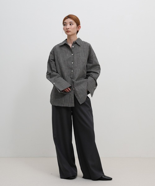 select MOCA（セレクトモカ）の「ビックカフスグラフチェックシャツ（シャツ/ブラウス・レディース・ブラック/アイボリー・FREE）」の4枚目の写真