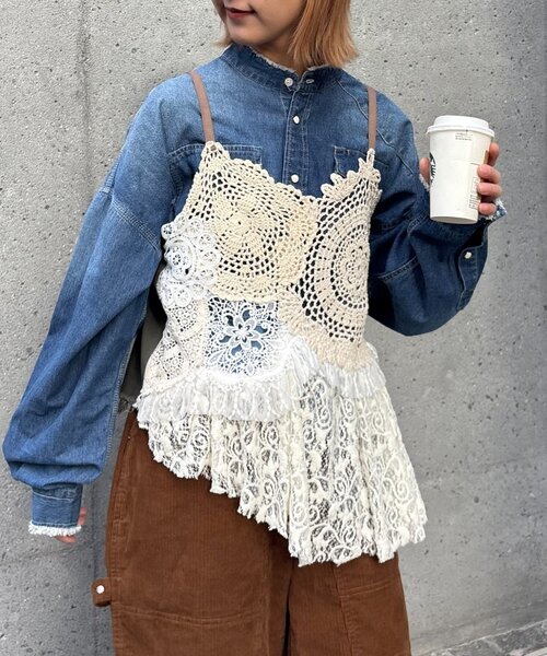 エシンタ　ミリタリーレースキャミ etsinta（エシンタ）の「【etsinta】ミリタリーレースキャミ（シャツ