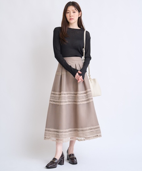 NOELA（ノエラ）の「ダンボールフレアスカート（スカート・レディース・オフホワイト/モカ・S/M）」の10枚目の写真