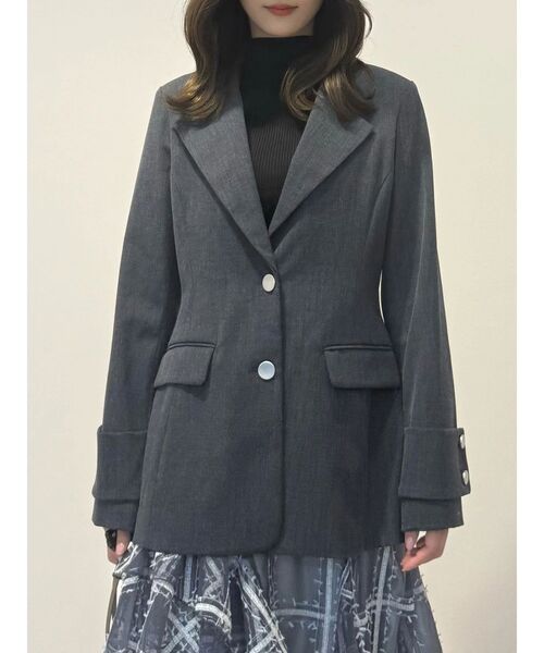 MERCURYDUO（マーキュリーデュオ）の「【セットアップ着用可】フィットアンドフレアジャケット（テーラードジャケット・レディース・チャコールグレー/アイボリー・MEDIUM/SMALL）」の2枚目の写真