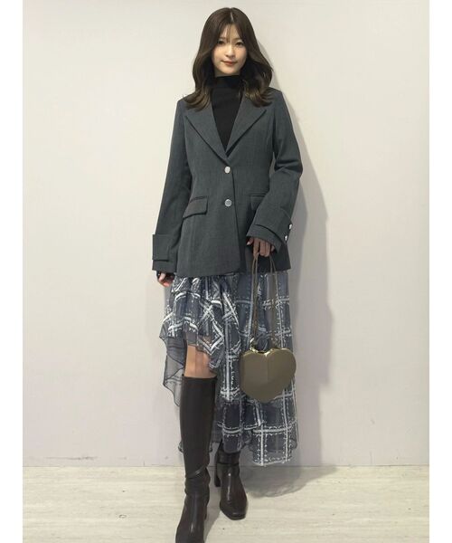 MERCURYDUO（マーキュリーデュオ）の「【セットアップ着用可】フィットアンドフレアジャケット（テーラードジャケット・レディース・チャコールグレー/アイボリー・MEDIUM/SMALL）」の8枚目の写真