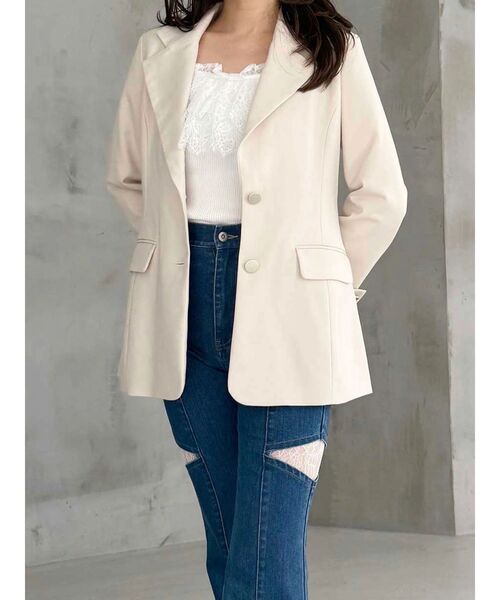 MERCURYDUO（マーキュリーデュオ）の「【セットアップ着用可】フィットアンドフレアジャケット（テーラードジャケット・レディース・チャコールグレー/アイボリー・MEDIUM/SMALL）」の9枚目の写真