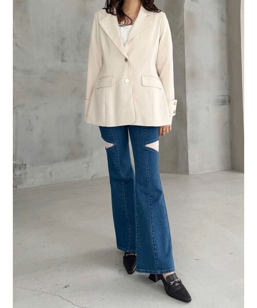 MERCURYDUO（マーキュリーデュオ）の「【セットアップ着用可】フィットアンドフレアジャケット（テーラードジャケット・レディース・チャコールグレー/アイボリー・MEDIUM/SMALL）」の11枚目の写真