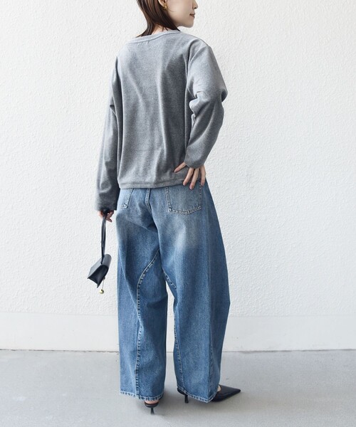 SHIPS（シップス）の「〈手洗い可能〉コットン ベロア ボートネック ロング スリーブ プルオーバー（Tシャツ/カットソー・レディース・ネイビー/ライトグレー/ピンク・ONE SIZE）」の11枚目の写真