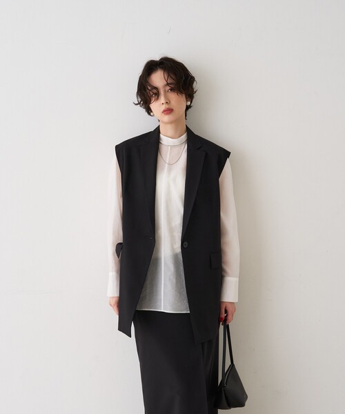 Rouge vif Anna（ルージュヴィフアンナ）の「シアースタンドタイブラウス（シャツ/ブラウス・レディース・グレイッシュベージュ/ホワイト/ブラック・フリー）」の10枚目の写真