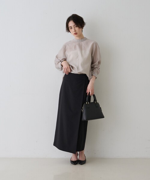 Rouge vif Anna（ルージュヴィフアンナ）の「シアースタンドタイブラウス（シャツ/ブラウス・レディース・グレイッシュベージュ/ホワイト/ブラック・フリー）」の16枚目の写真