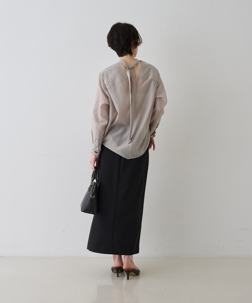 Rouge vif Anna（ルージュヴィフアンナ）の「シアースタンドタイブラウス（シャツ/ブラウス・レディース・グレイッシュベージュ/ホワイト/ブラック・フリー）」の19枚目の写真