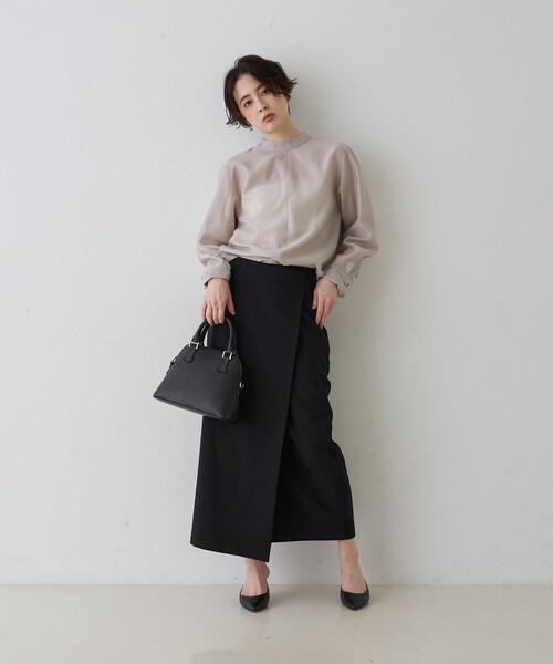 Rouge vif Anna（ルージュヴィフアンナ）の「シアースタンドタイブラウス（シャツ/ブラウス・レディース・グレイッシュベージュ/ホワイト/ブラック・フリー）」の21枚目の写真